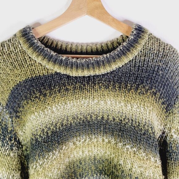 Apricot Striped Moss Green Sweater - Picture 2 of 8